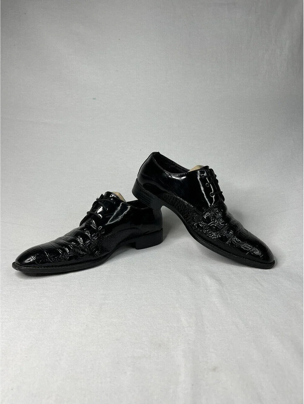 Bolano Men’s Dress Shoes Simpson-000 Black Crocodile Print Size 7.5